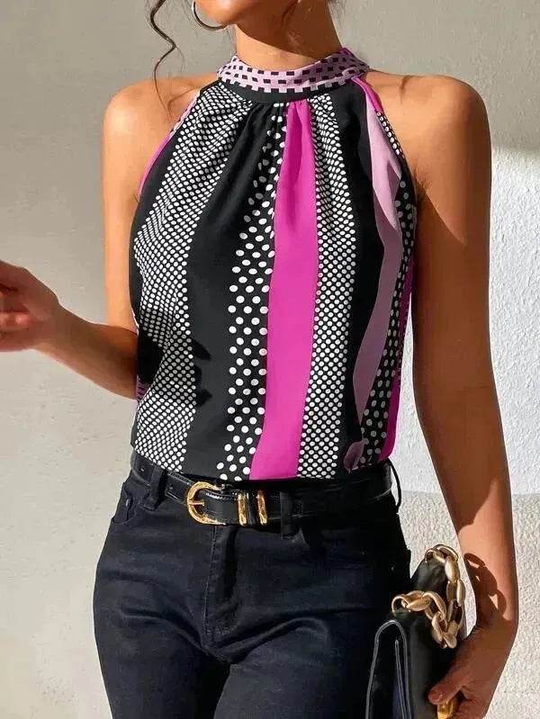 Women's Polka Dot Top Halter Neck – Classy & Elegant Style