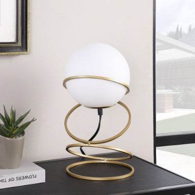 Metal Stand Table Lamp For Living Room - LED Lamp - Gold Spiral 4 Ring