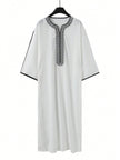 Traditional Arab Thobe for Men, Muslim Long Robe Middle Eastern Style