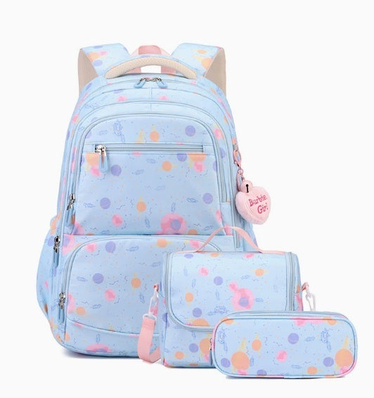 Girls Galaxy Backpack – Cartoon Print Campus School Bag (Backpack or 3-Piece Set)