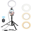 LED Ring Light with Tripod Stand, 8 10 12 inch, USB Powered, Phone Holder and Bluetooth Remote