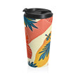 Tropical Palm Leaves Travel Mug | Floral Hibiscus Stainless Steel