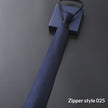 Mens Business Formal Zipper Tie With Blue Stripes