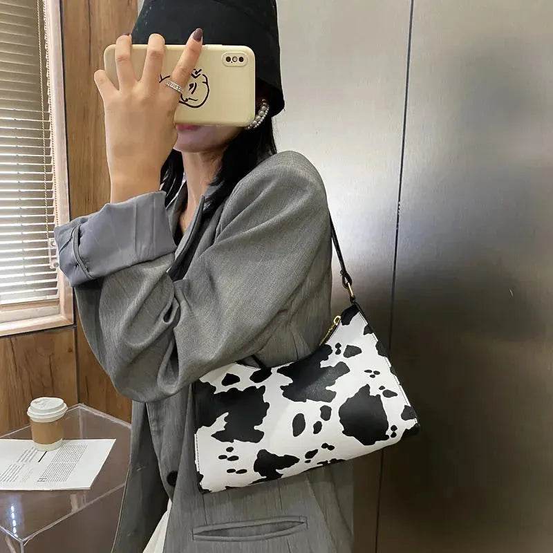 Fashionable Leather Small Leopard Print square underarm bag