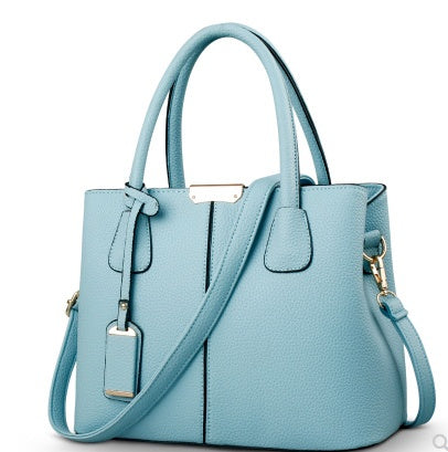 Women's PU Leather Lychee Pattern Shoulder Bag – Portable Crossbody Messenger Bag