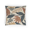 Tropical Leaf Pattern Woven Pillow | Botanical Throw Pillow, Neutral Blue Rust Design