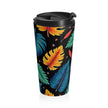 Tropical Leaf Pattern Stainless Steel Travel Mug