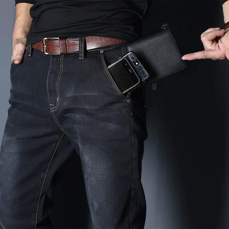 Men's denim jeans straight fitted pants