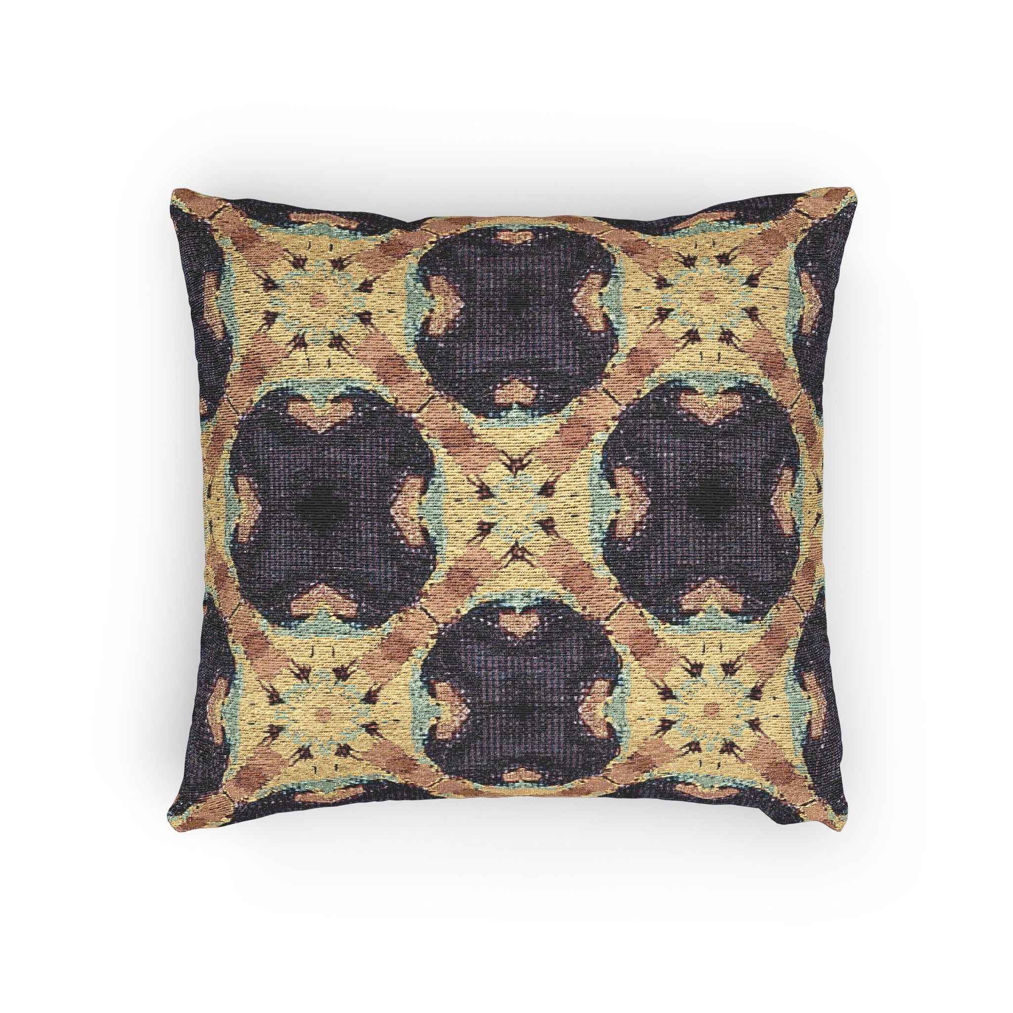 Geometric Mosaic Pattern Woven Pillow | Boho Tile Throw Cushion