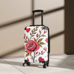 Floral Heart Carry-On Suitcase — Pink Rose Pattern Travel Luggage