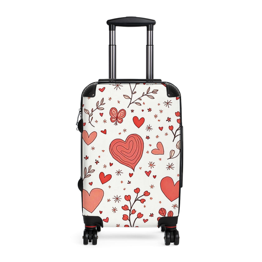 Heart Doodles Suitcase — Valentine Floral Travel Carry-On