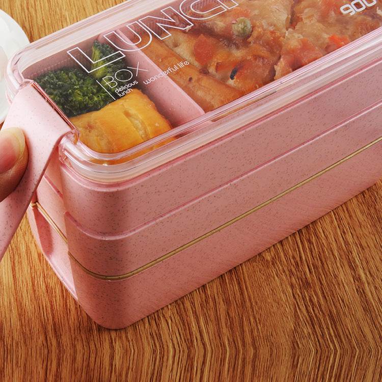 Insulated Bento Lunch Box Three-Layer Wheat Stalk Container