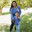 Youth Graphic Bamboo Raglan Sleeve Pullover | Adventures Begin In My Own Backyard In Charcoal