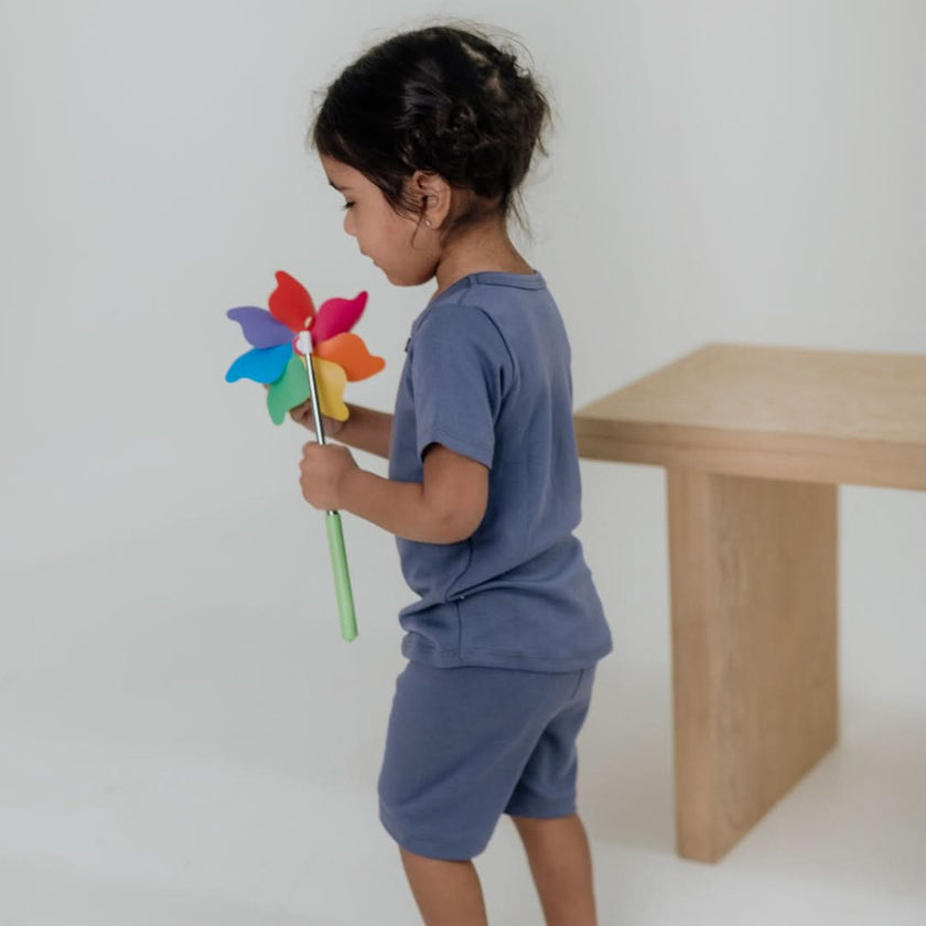 Baby 2-Piece Bamboo Short Sleeve Henley Snug-Fit Lounge Set | Dusty Lilac