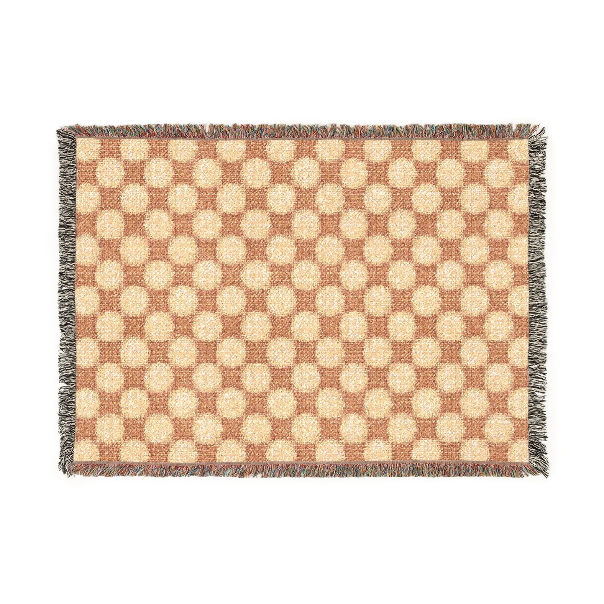 Geometric Checkered Woven Throw Blanket