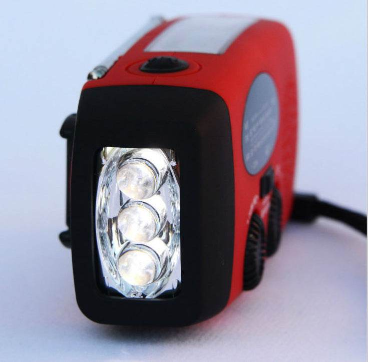 Solar Hand Crank USB charging radio flashlight