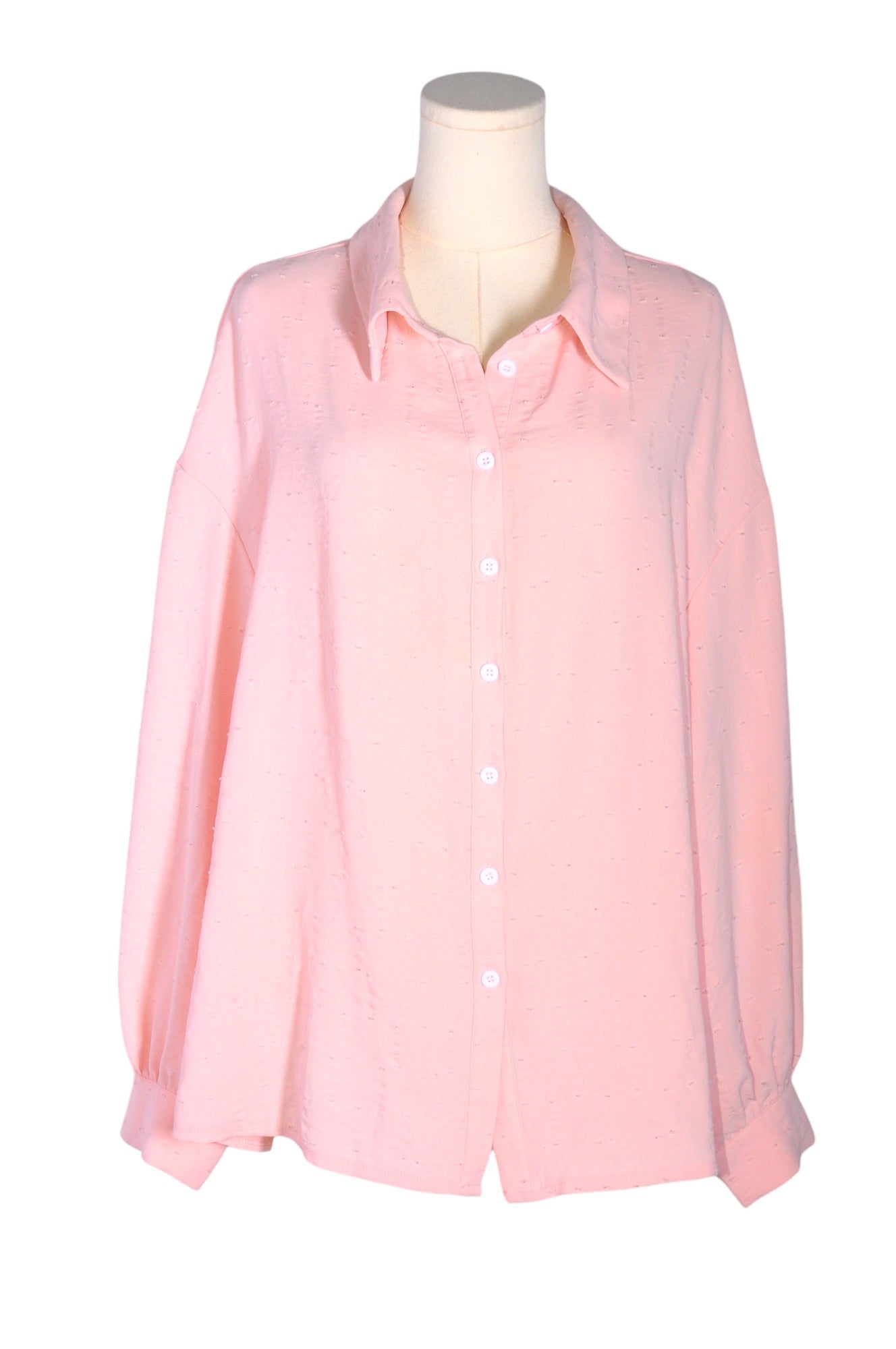 SHEIN Women Button Down Tops Regular fit in Pink - 2XL