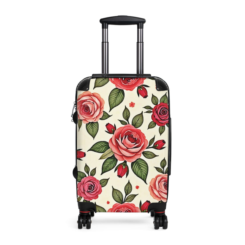 Rose Print Suitcase – Vintage Floral Carry-On Luggage