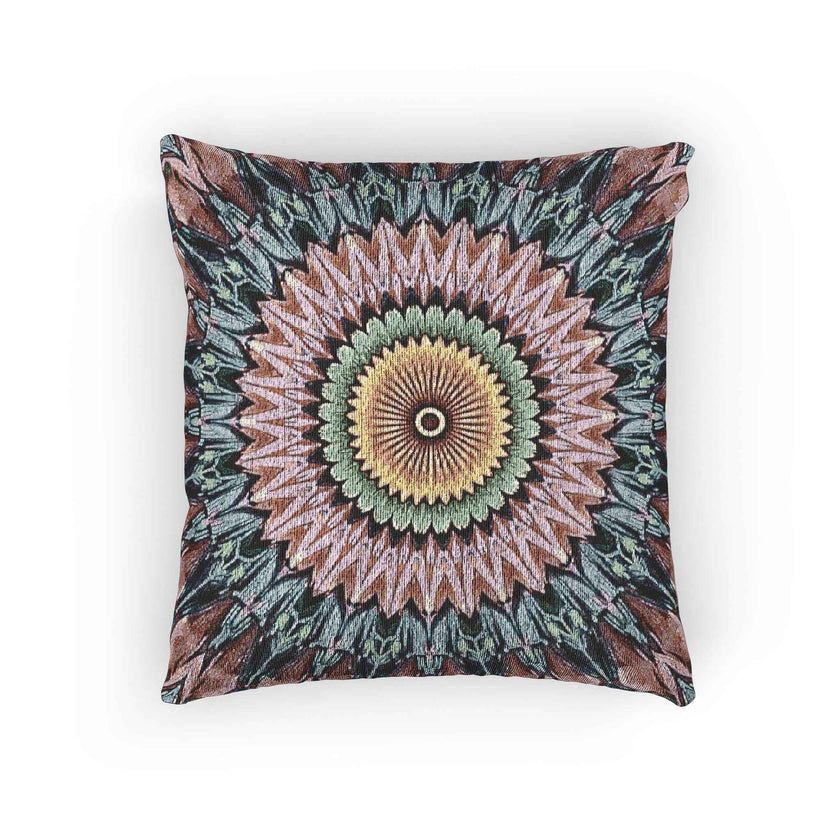 Mandala Sunburst Woven Pillow | Boho Geometric Decorative Cushion Cover