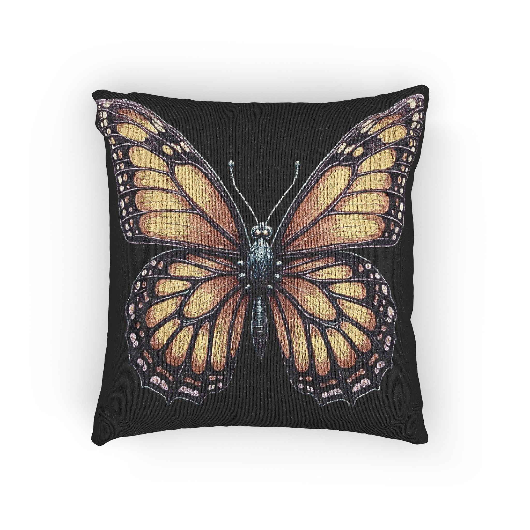 Monarch Butterfly Woven Pillow | Pixel Art Butterfly Throw Pillow
