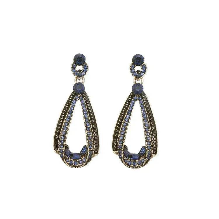 Retro Diamond Irregular Drop Silver Stud Earrings