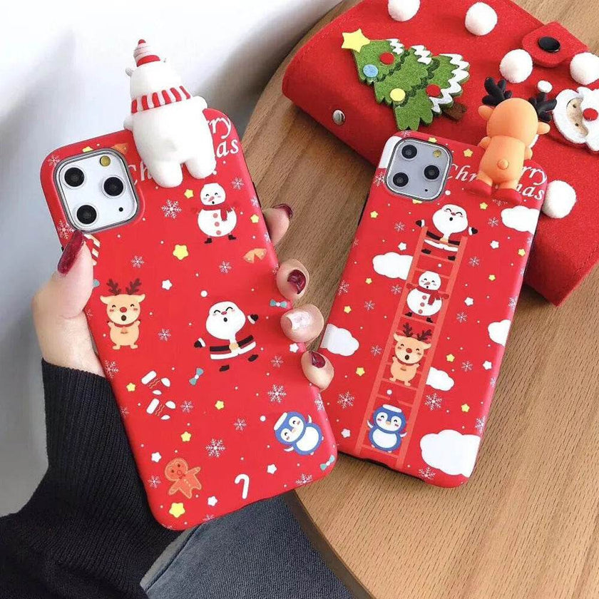 Merry Snowflakes Santa Deer Christmas-themed phone case