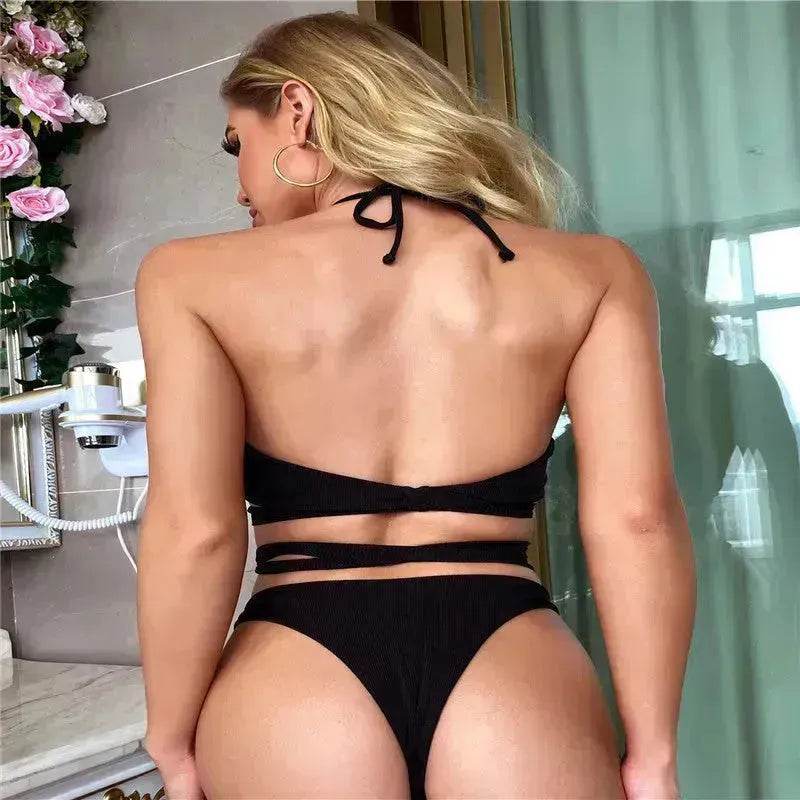 Solid Color Swimsuit Women Strappy Swimsuit Charming Bikini