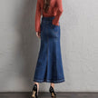 New Fashion Fitted Button up Mermaid Midi Denim Skirt