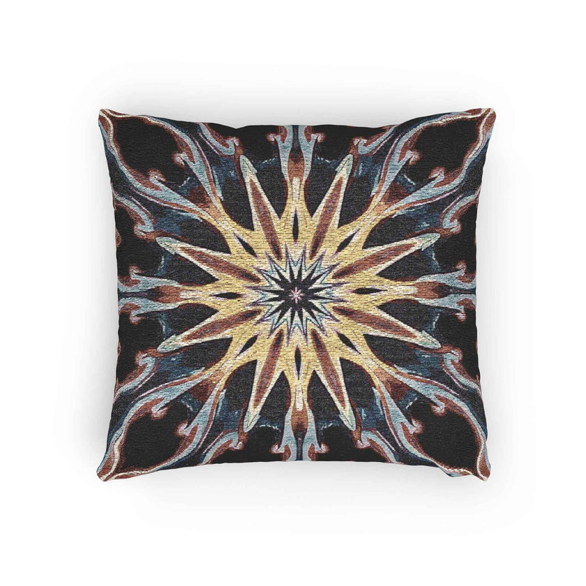 Starburst Mandala Woven Pillow | Geometric Boho Throw Cushion