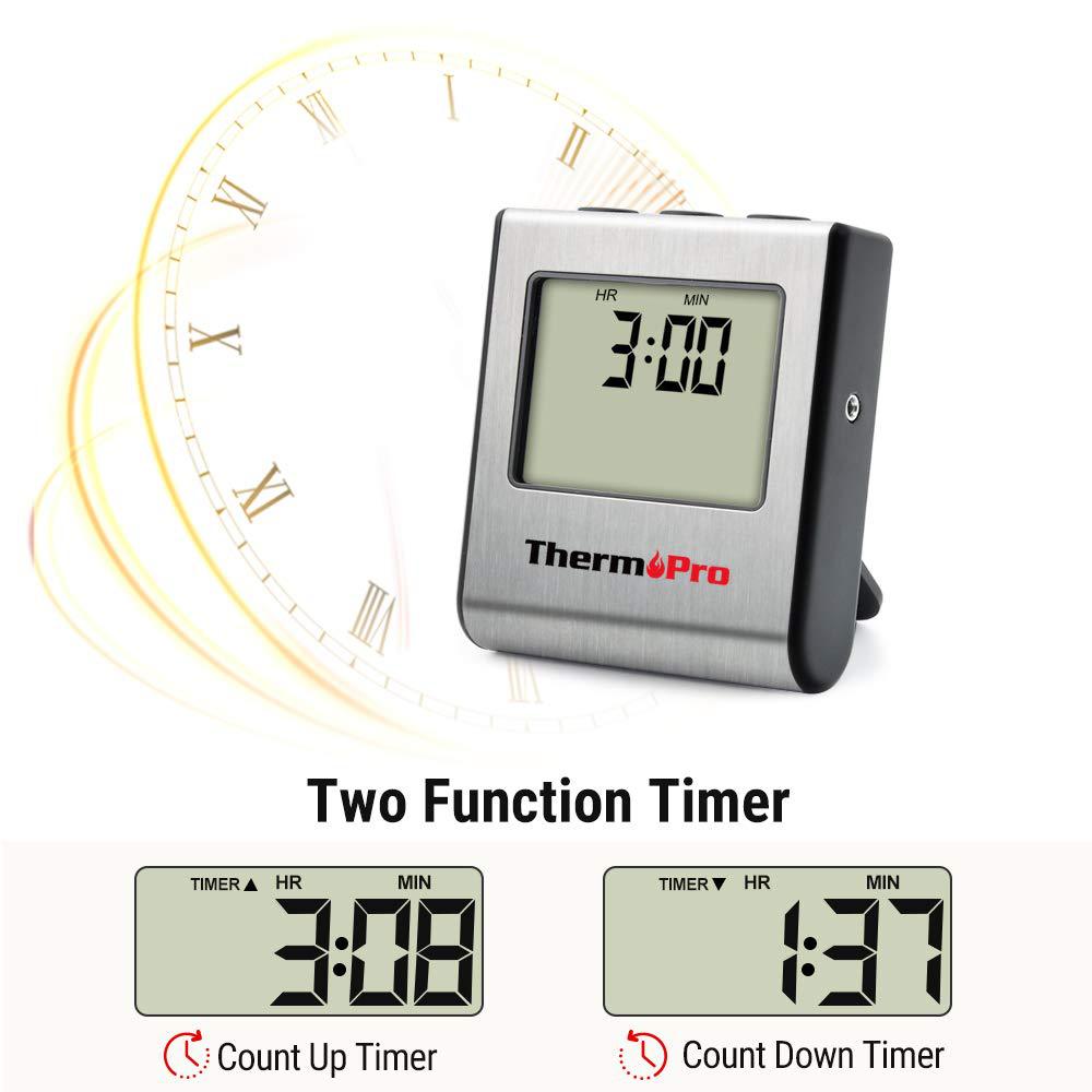 Oven Probe Thermometer with Digital Timer, 40-inch Mesh Cable, 0°C to 300°C, Grey