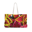 Variegated Coleus Leaf Weekender Bag | Colorful Botanical Tote | Large Tote Bag