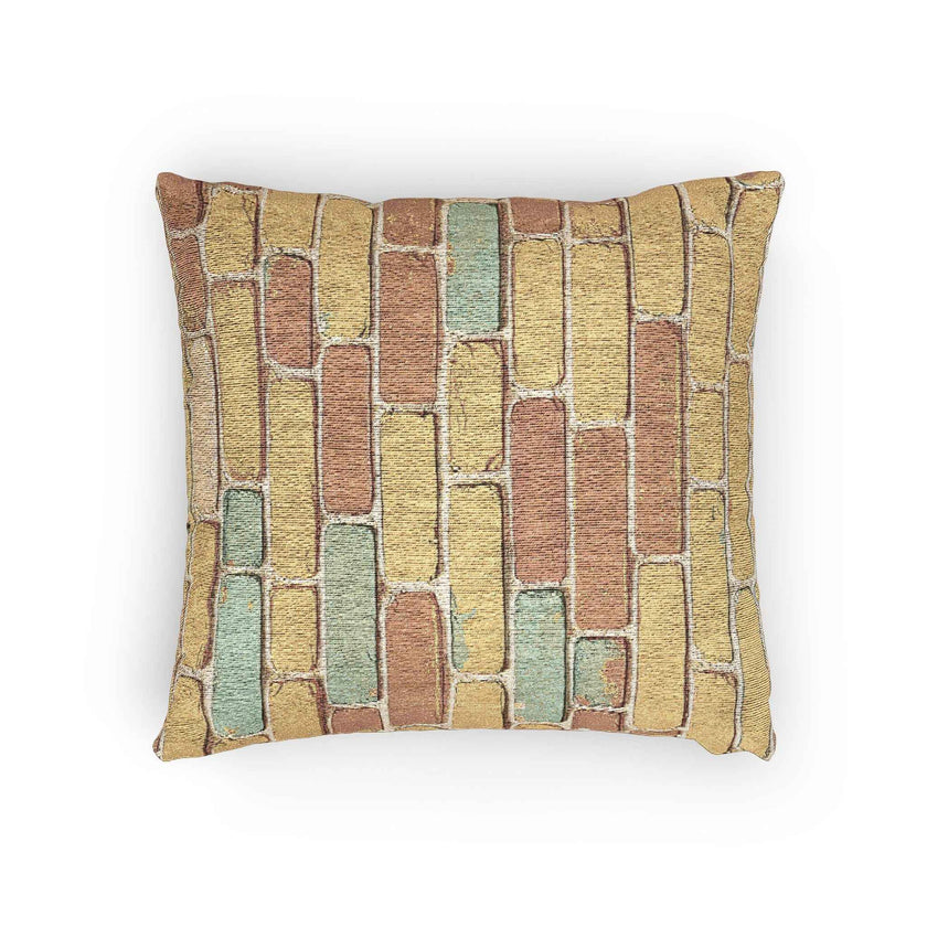 Pastel Brick Pattern Woven Pillow | Rustic Geometric Throw Pillow