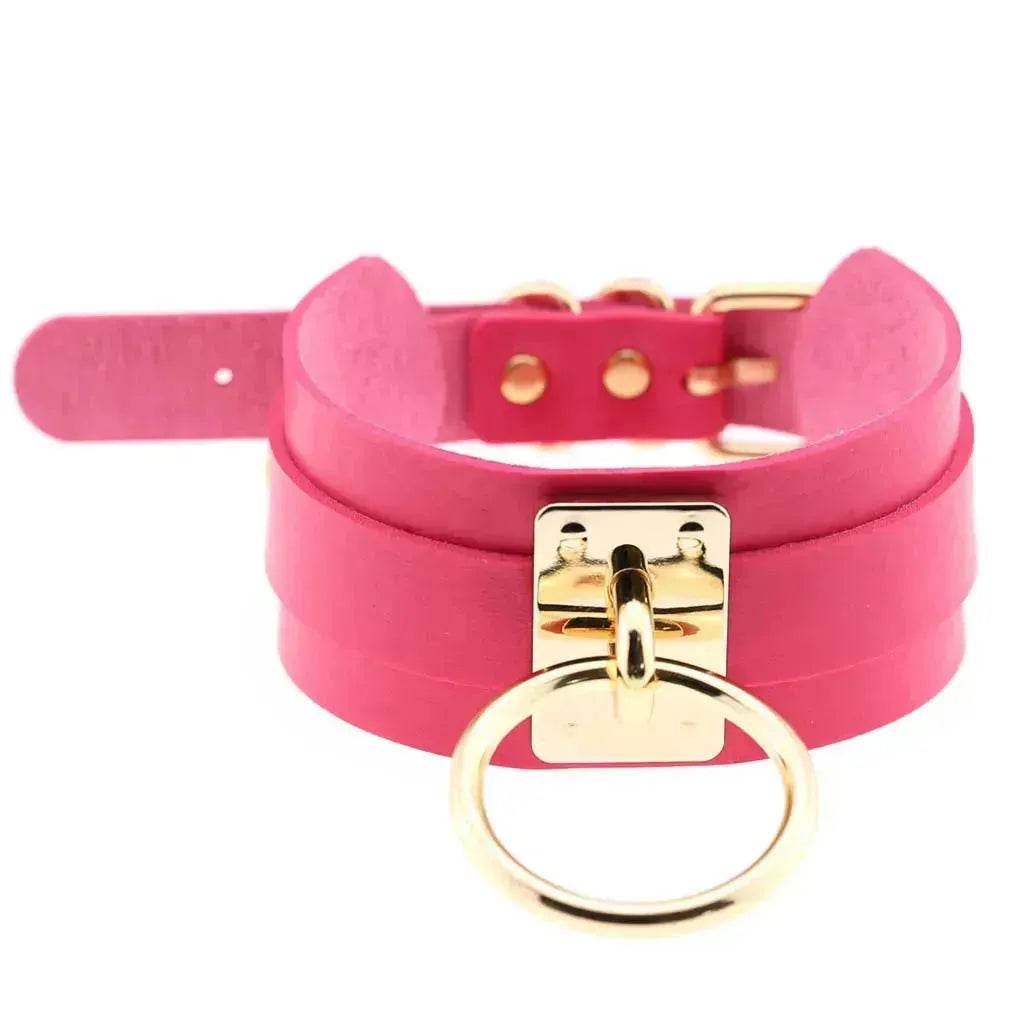Gothic Punk Wide PU Leather O Ring BDSM Collar Choker Necklace Women Bondage Collar