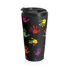 Travel Mug — Colorful Handprint Pattern Stainless Steel Tumbler