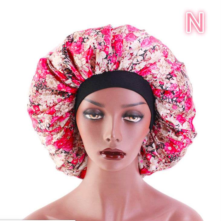 Beauty print Satin Silk Hair Bonnet for sleeping