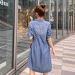 Casual Short sleeve Loose denim dress