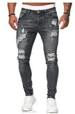 Slim fit Ripped Straight leg denim Jean Pant trousers for men