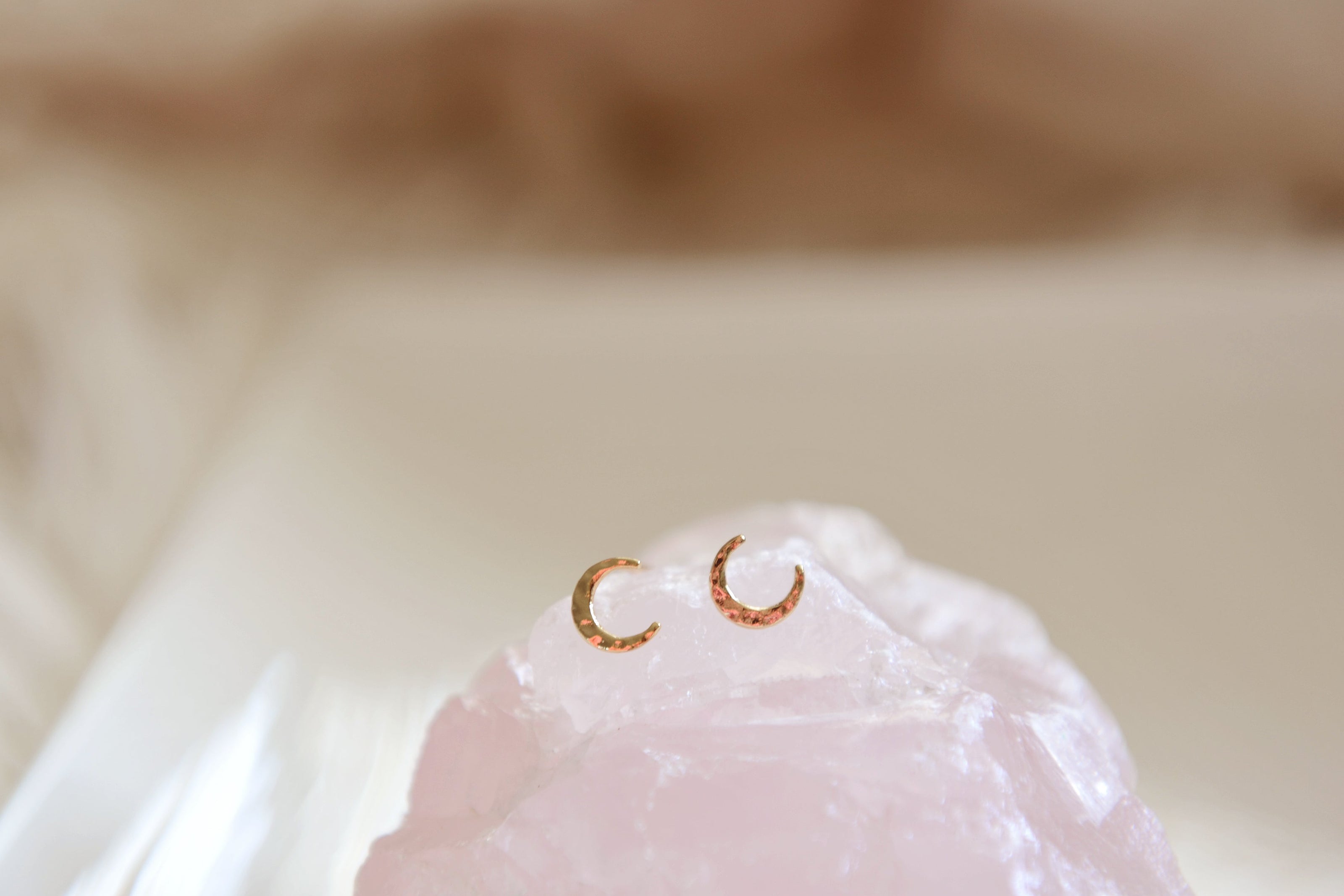 Hammered Crescent Moon Studs