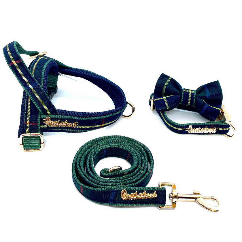 Barclay Plaid Green One-Click Dog Harness