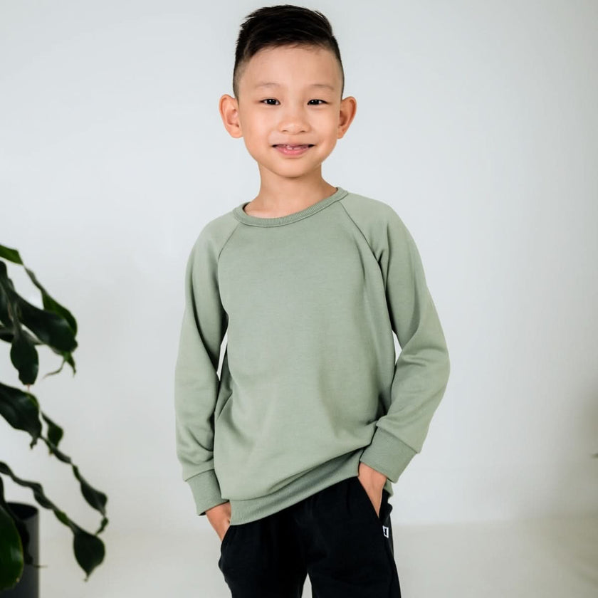 Youth Bamboo Fleece Raglan Pullover | Sage