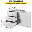 VEVOR Outdoor Kitchen Door Drawer Combo 38.1\'\'W x 22.6\'\'H x 20.8\'\'D, BBQ Access Door/Triple Drawers Combo with Stainless Steel Handles, Perfect for BBQ Island Patio Grill Station