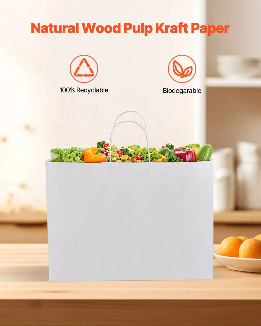 VEVOR Kraft Paper Bags with Handles  Large Eco-Friendly Bags