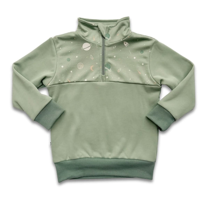Youth Bamboo Fleece Half-Zip | Ash With Night Sky
