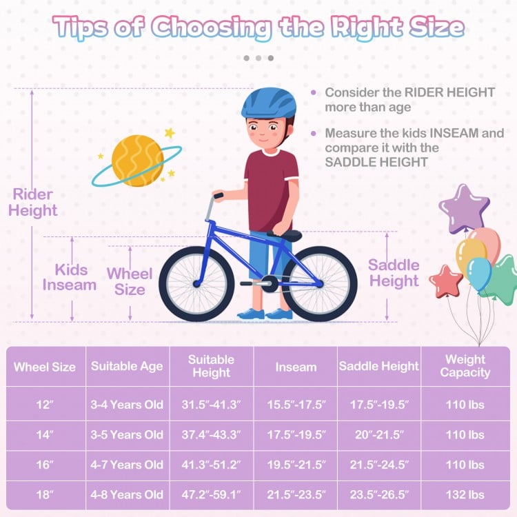 14 Inch Kids Bike Adjustable with Basket and Streamers Purple - Princess of the Sea Theme