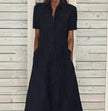 Women's European And American Lapel Casual loose button down Midi Denim jeans Mum Dress