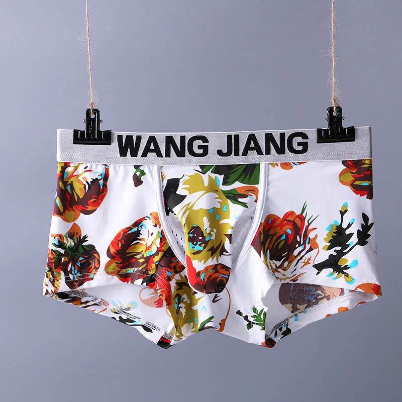 Silk Breathable Mesh Floral Ball sack Brief Boxers with Pouch Underwear