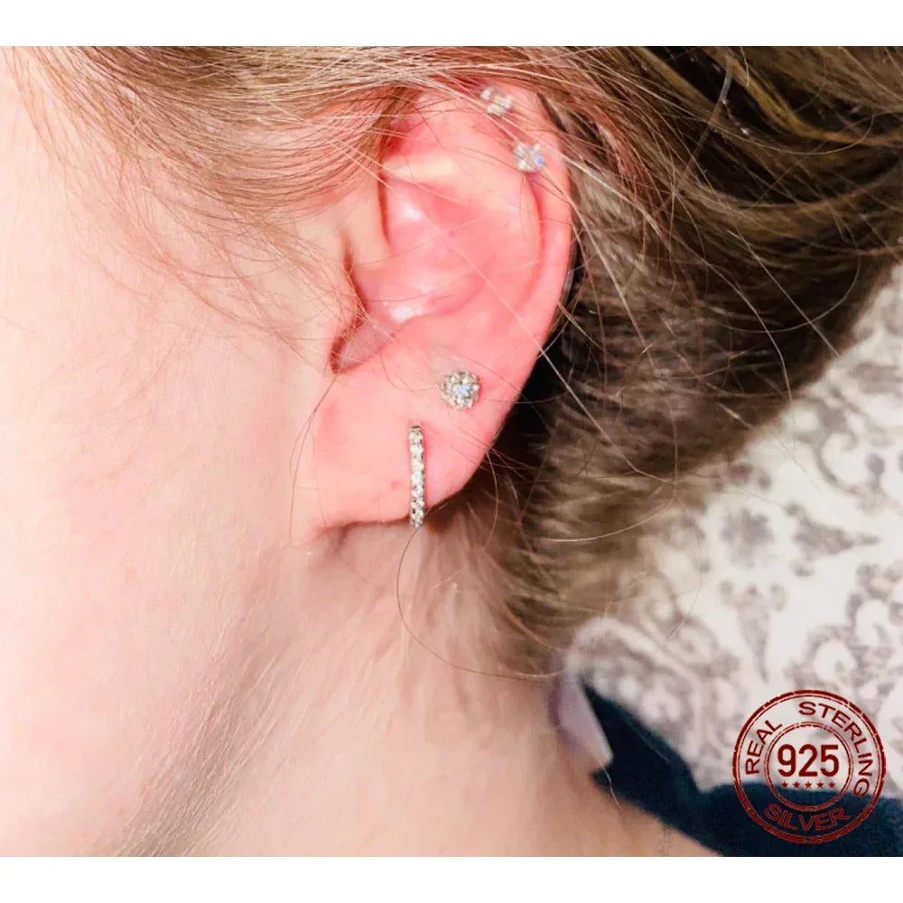 14K Gold Plated 925 Sterling Silver Cubic Zirconia Cuff Earrings - Trendy and Chic