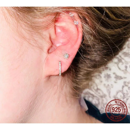 14K Gold Plated 925 Sterling Silver Cubic Zirconia Cuff Earrings - Trendy and Chic