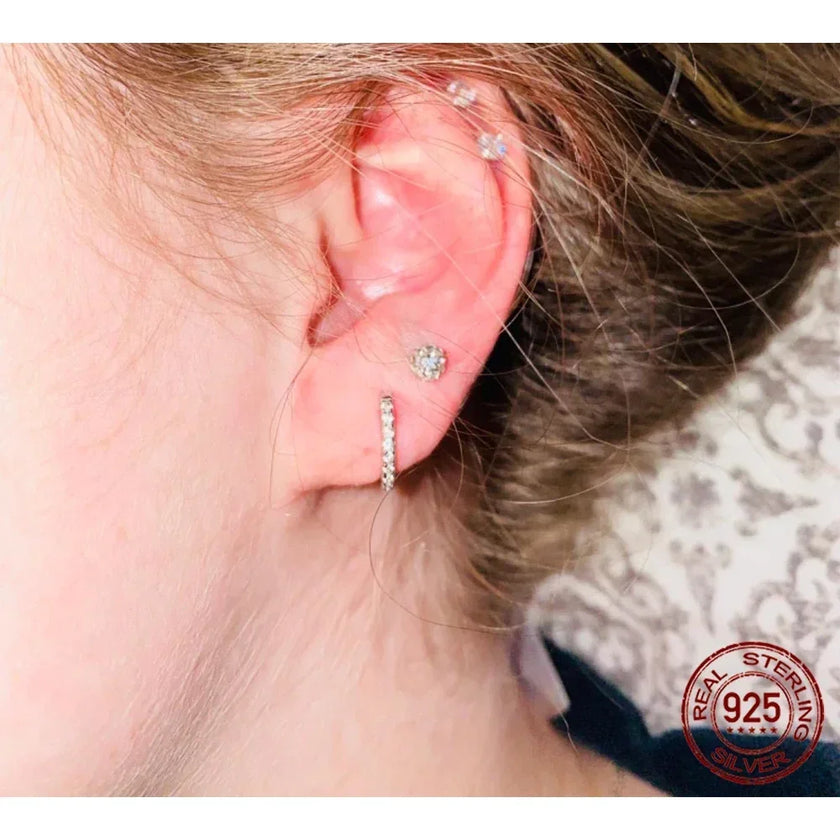 14K Gold Plated 925 Sterling Silver Cubic Zirconia Cuff Earrings - Trendy and Chic