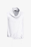 Women's Knit Woven Combo Sleeveless Top
